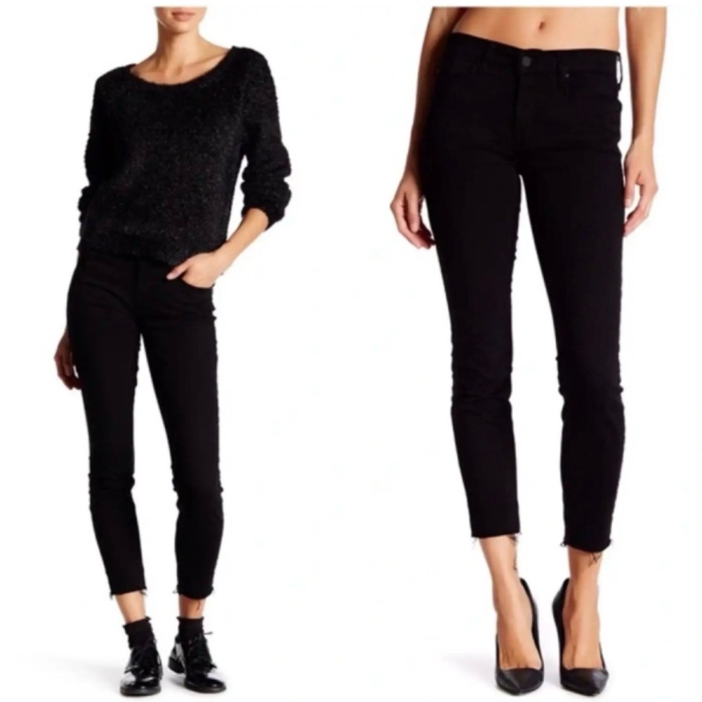 Mother The Looker Ankle Fray Not Really The Outdoor Type Black Skinny Jeans, 30 - Picture 2 of 9